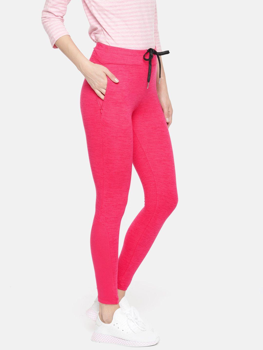 jockey women pink solid yoga tights