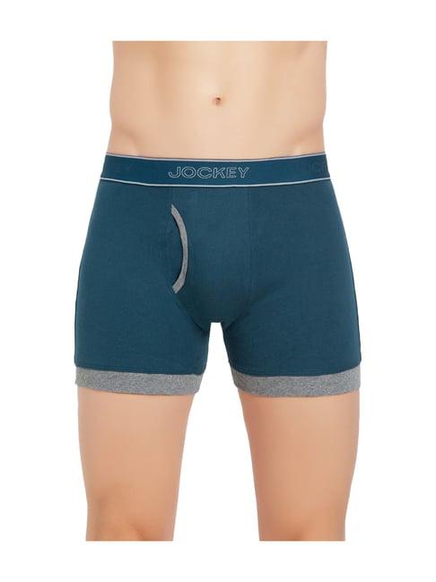 jockey 1017 blue super combed cotton rib boxer briefs with stay fresh properties - pack of 2