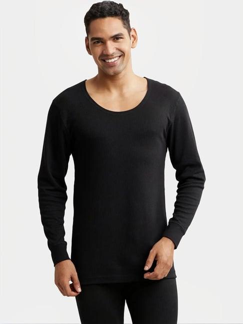 jockey 2401 black super combed cotton rich full sleeves thermal top with stay warm technology