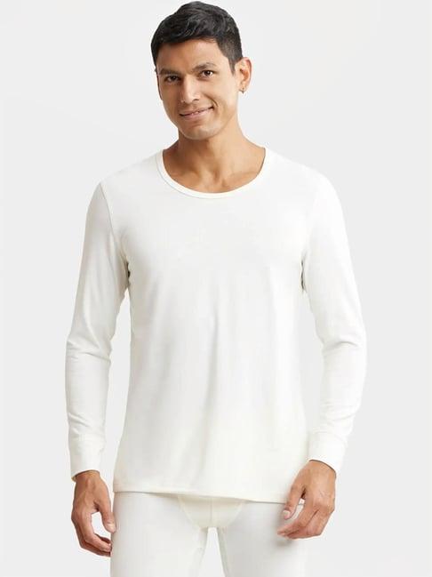 jockey 2604 white soft touch microfiber elastane full sleeves thermal top with stay warm technology