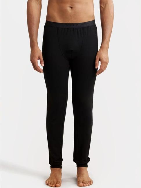 jockey 2622 jet black soft touch microfiber elastane thermal bottoms with stay warm technology