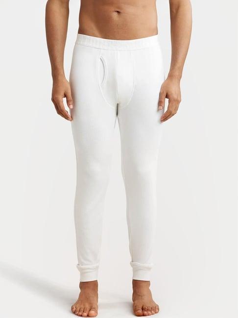 jockey 2623 white soft touch microfiber elastane fleece thermal bottoms with stay warm technology