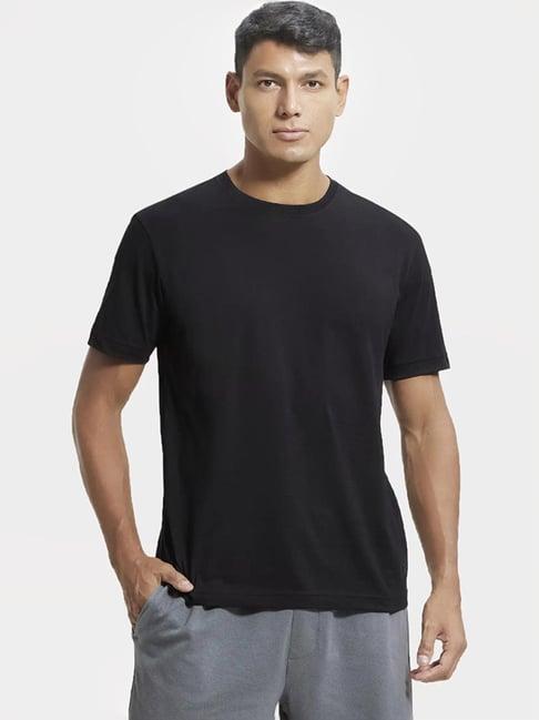 jockey 2714 black super combed cotton rich half sleeves t-shirt