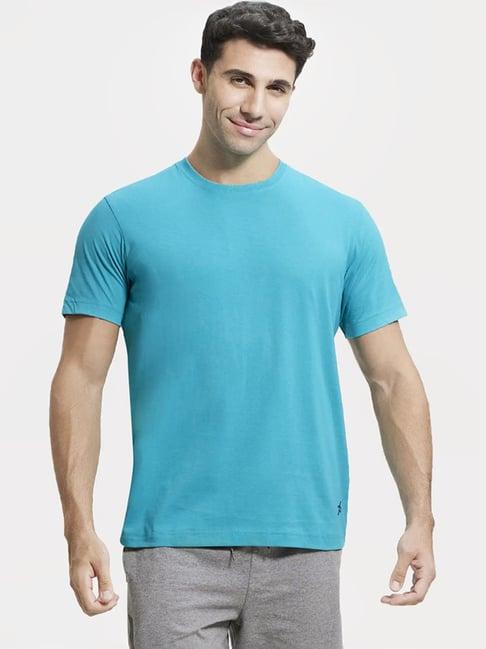 jockey 2714 sea blue super combed cotton rich half sleeves t-shirt