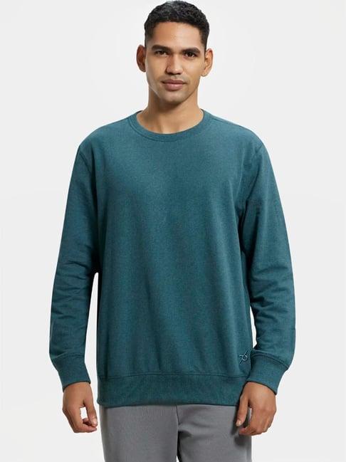 jockey 2716 pine green super combed cotton french terry sweatshirt with ribbed cuffs