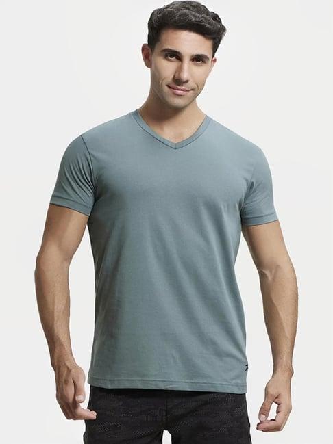 jockey 2726 teal grey super combed cotton rich half sleeves t-shirt