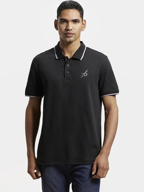 jockey 3911 black super combed cotton rich half sleeves polo t-shirt (logo design may vary)