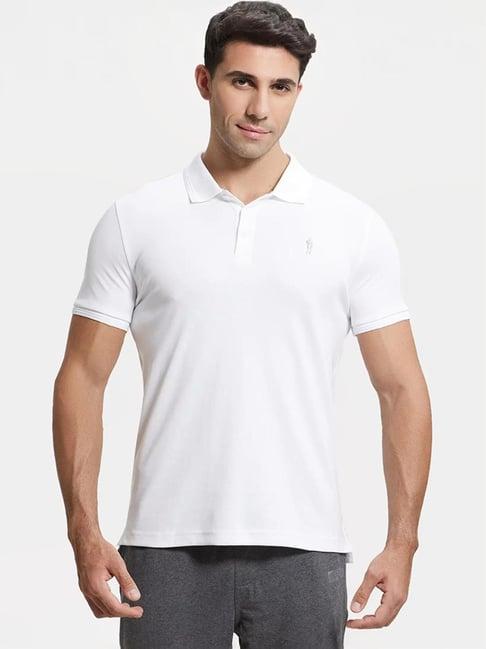 jockey 3912 white super combed cotton rich half sleeves polo t-shirt