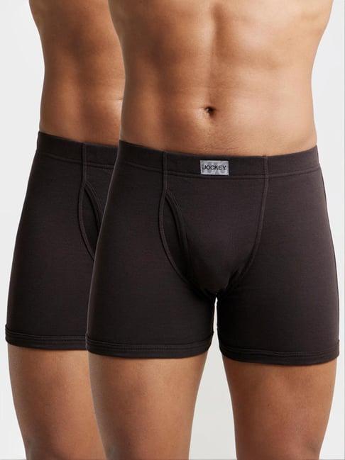 jockey 8008 dark brown combed cotton boxer briefs with ultrasoft concealed waistband - pack of 2