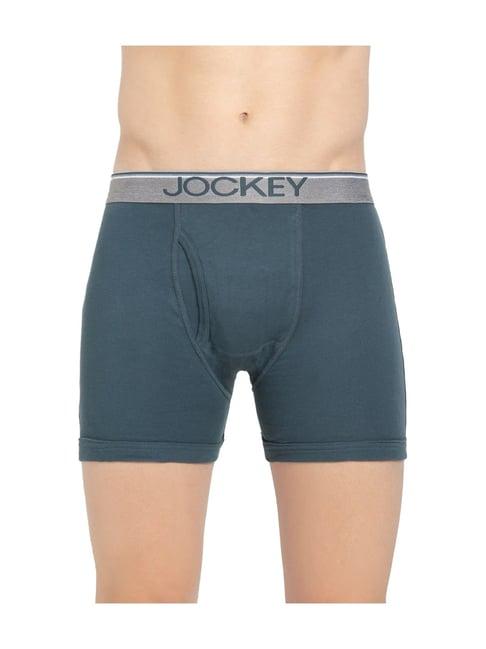 jockey 8009 slate blue super combed cotton rib boxer briefs with ultrasoft waistband - pack of 2