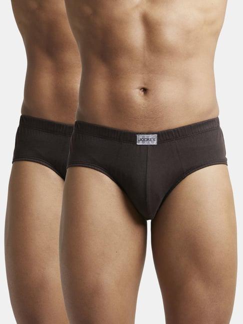 jockey 8035 chocolate combed cotton poco briefs with ultrasoft concealed waistband - pack of 2