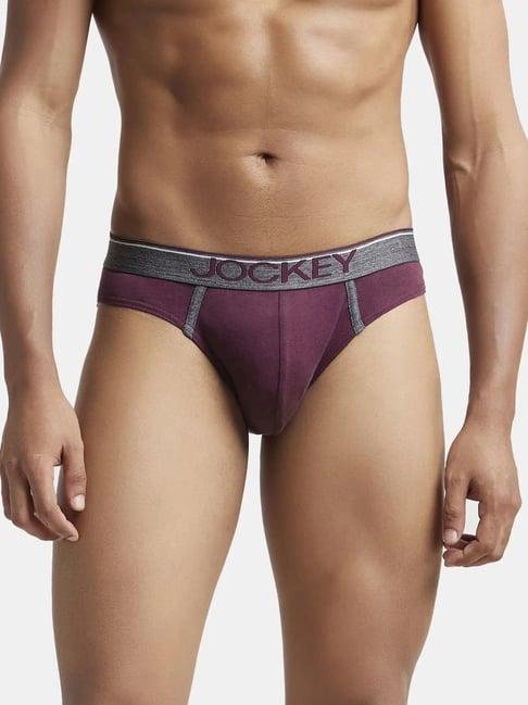 jockey 8044 dark wine super combed cotton rib briefs with ultrasoft waistband