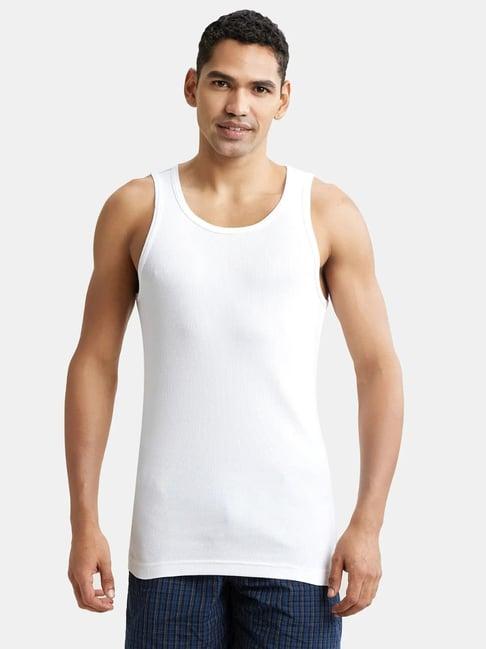 jockey 8823 pure white super combed cotton rib sleeveless vest with stay fresh properties