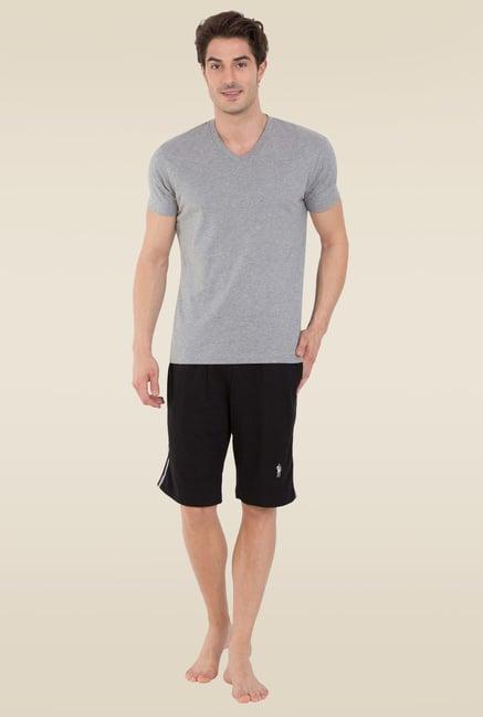 jockey 9426 black super combed cotton rich shorts with side pocket