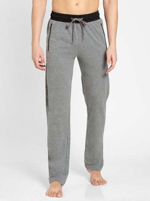 jockey 9510 grey melange super combed cotton rich trackpants with side & back pockets