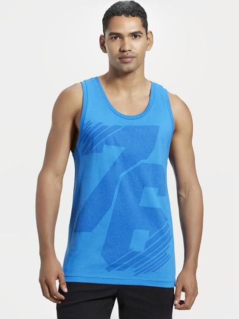 jockey 9928 blue super combed cotton rich tank top with stay fresh treatment (prints may vary)