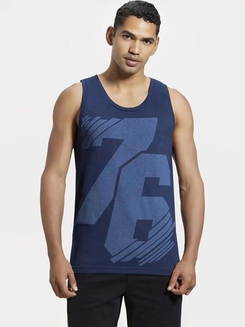 jockey 9928 navy super combed cotton rich tank top with stay fresh treatment (prints may vary)