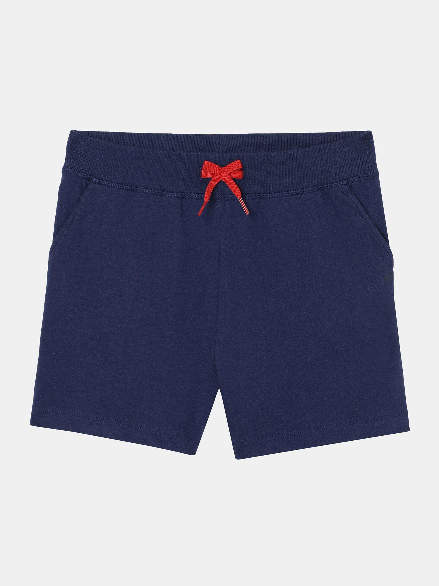 jockey ag63 cotton shorts for girls with side pockets & drawstring closure-blue