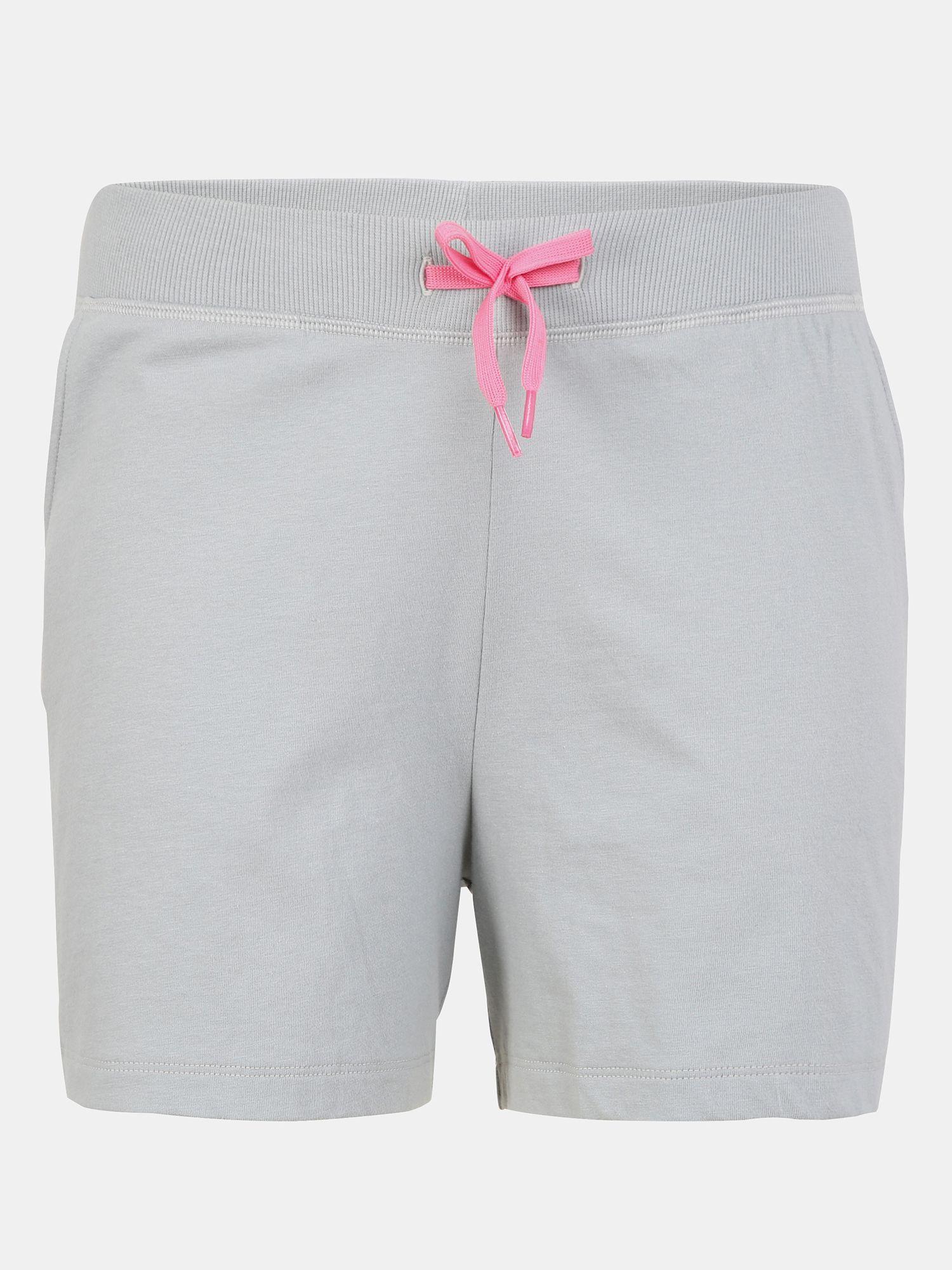 jockey ag63 cotton shorts for girls with side pockets & drawstring closure-grey
