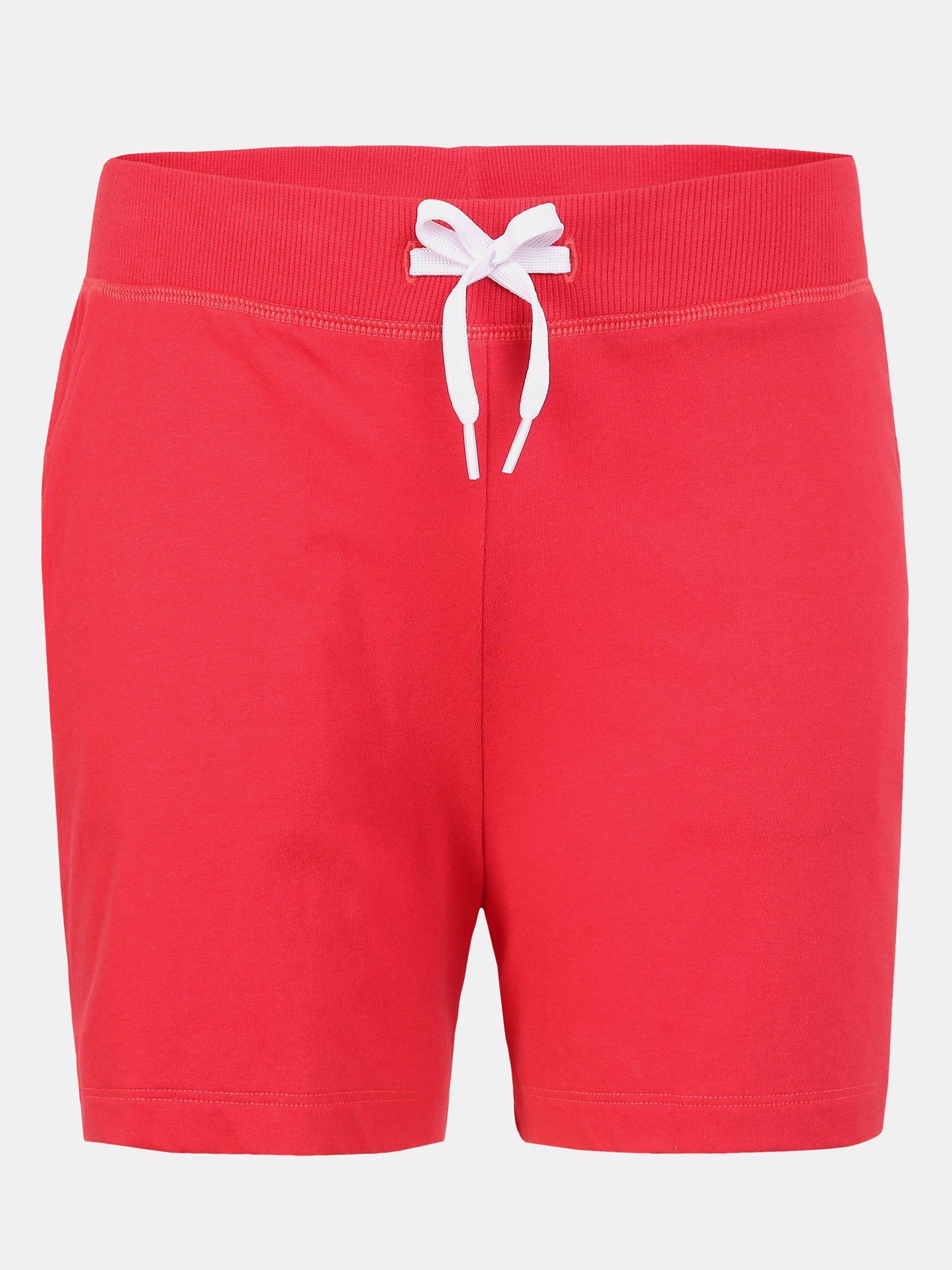 jockey ag63 cotton shorts for girls with side pockets & drawstring closure-red