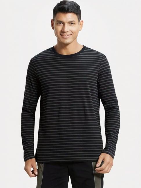 jockey am01 black super combed cotton rich full sleeves t-shirt