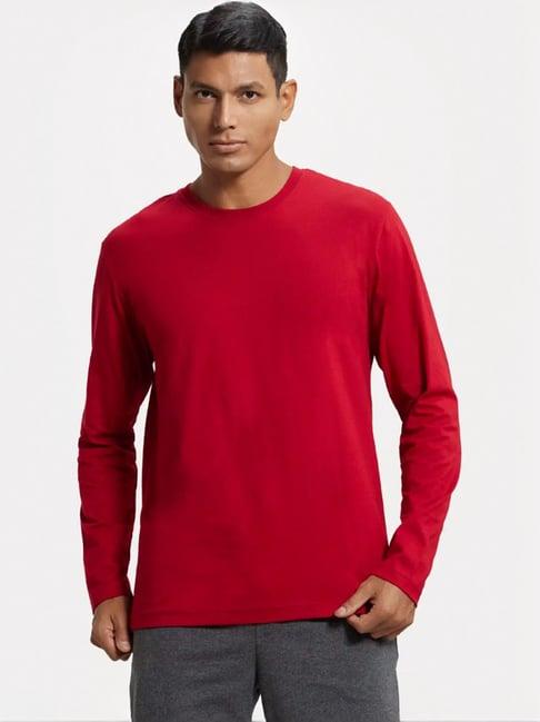 jockey am95 red super combed cotton rich full sleeves t-shirt