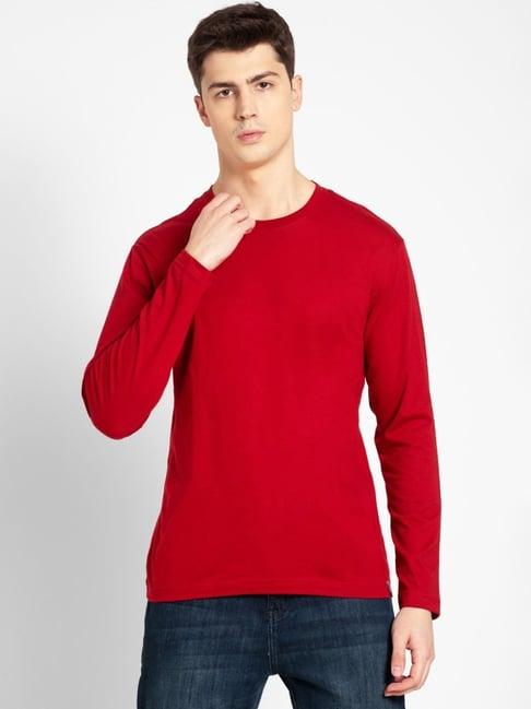 jockey am95 shanghai red super combed cotton rich full sleeves t-shirt