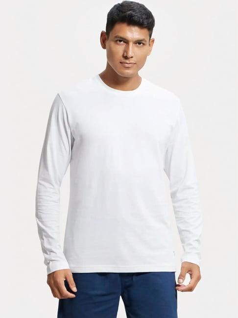 jockey am95 white super combed cotton rich full sleeves t-shirt