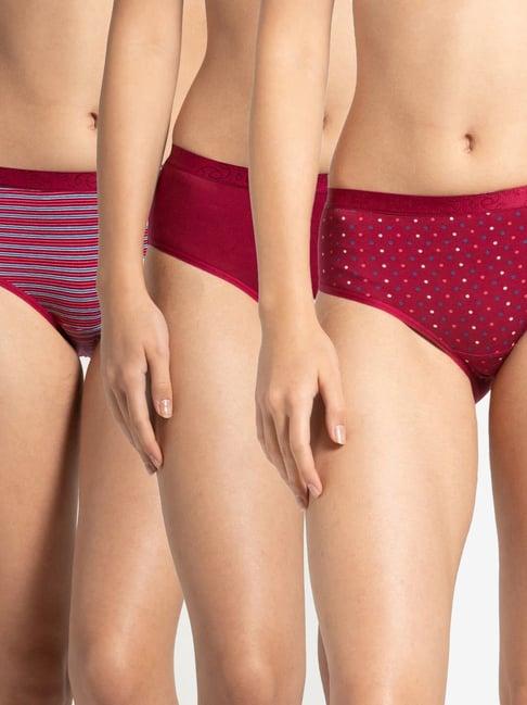 jockey beet red striped 3006 hipster - pack of 3 (colors & prints may vary)