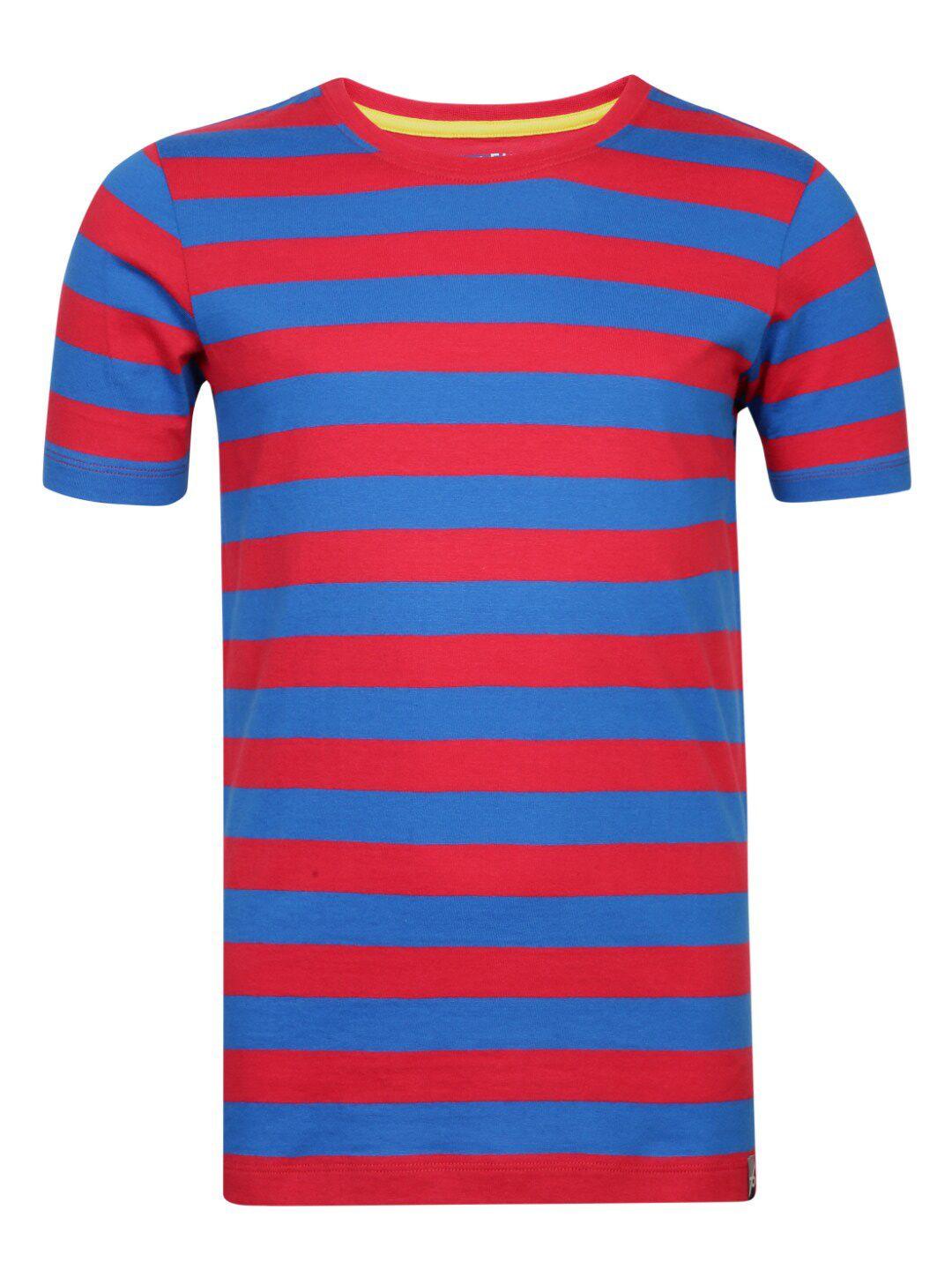 jockey boys red striped printed cotton t-shirt