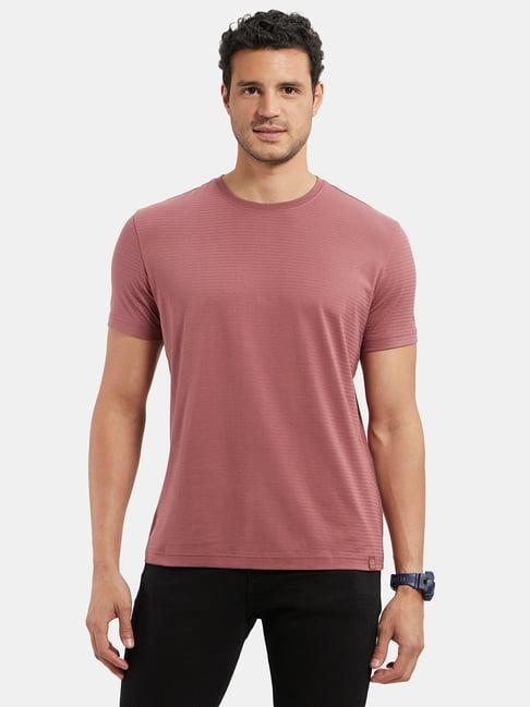 jockey brick red regular fit striped crew t-shirt