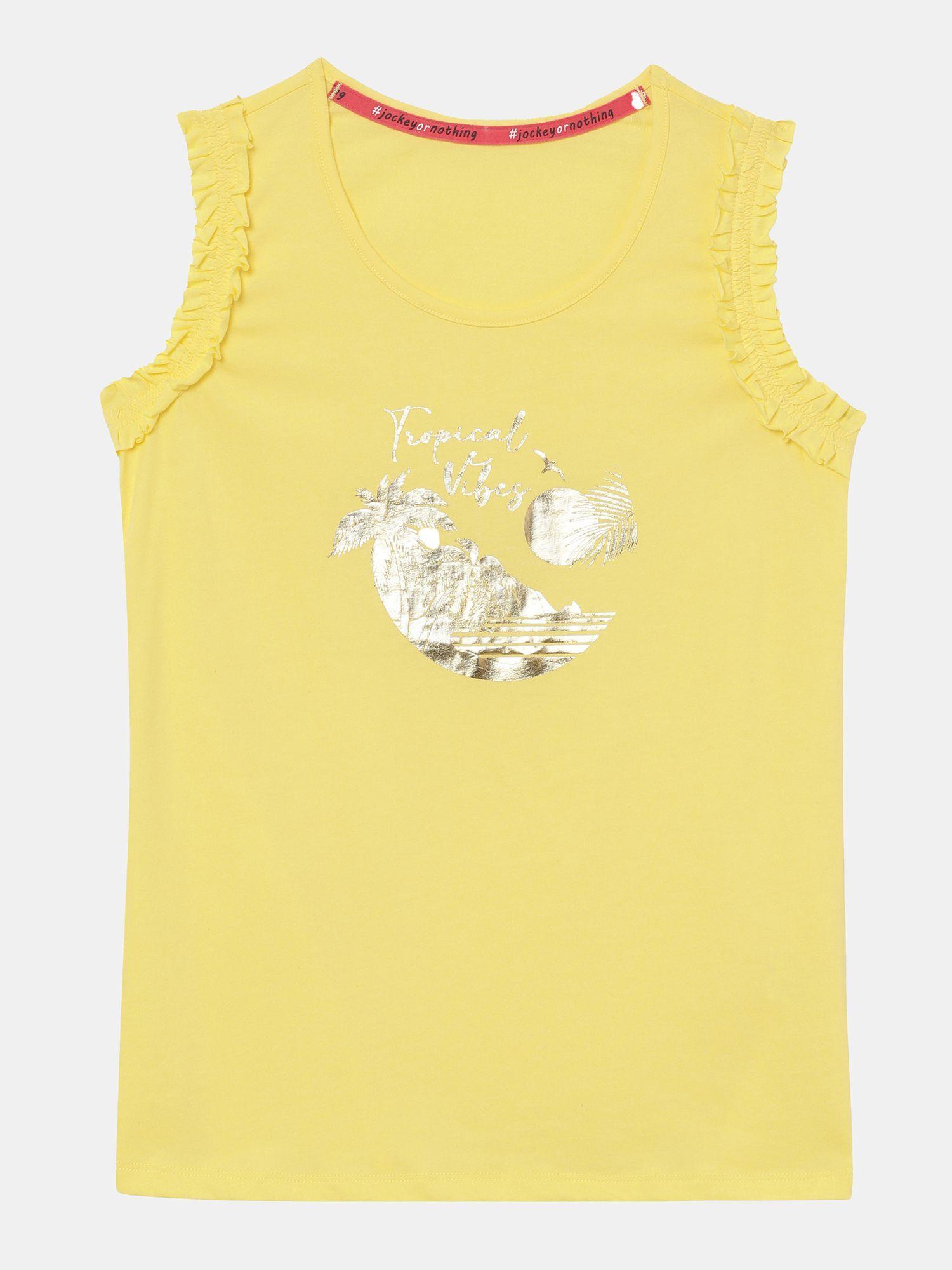 jockey cg19 cotton tank top for girls-yellow
