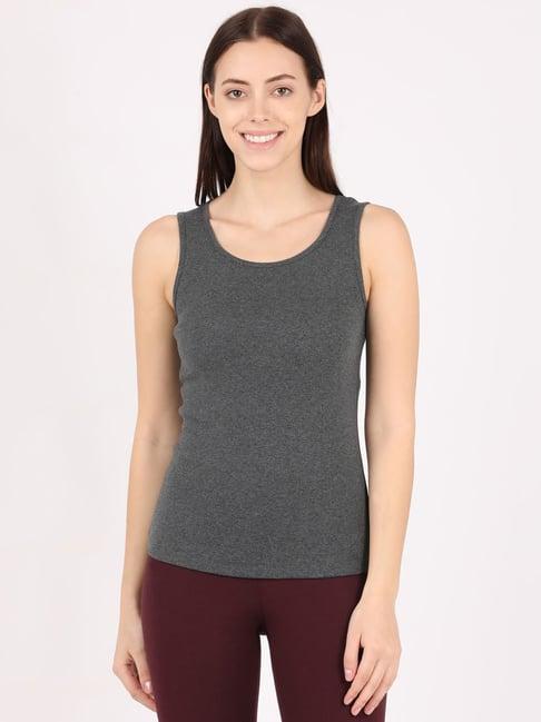 jockey dark grey round neck tank top