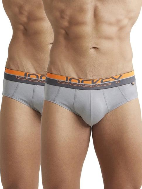 jockey fp01 smoke grey super combed cotton briefs with ultrasoft waistband - pack of 2