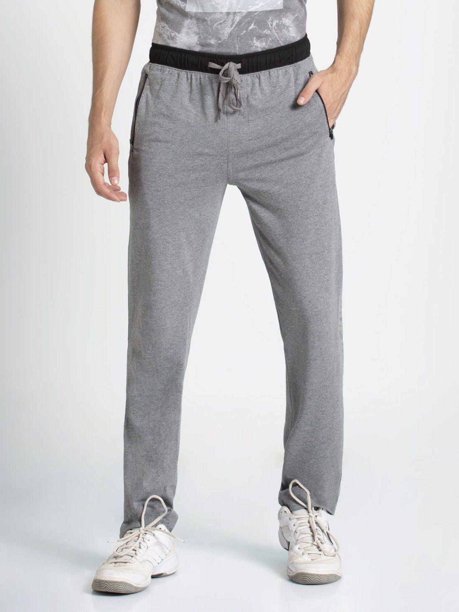 jockey grey melange & black sports track pants