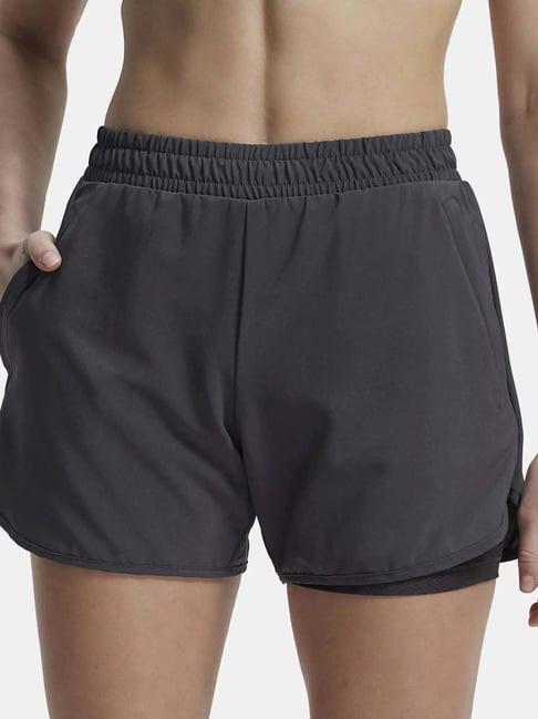 jockey grey mid rise sports shorts