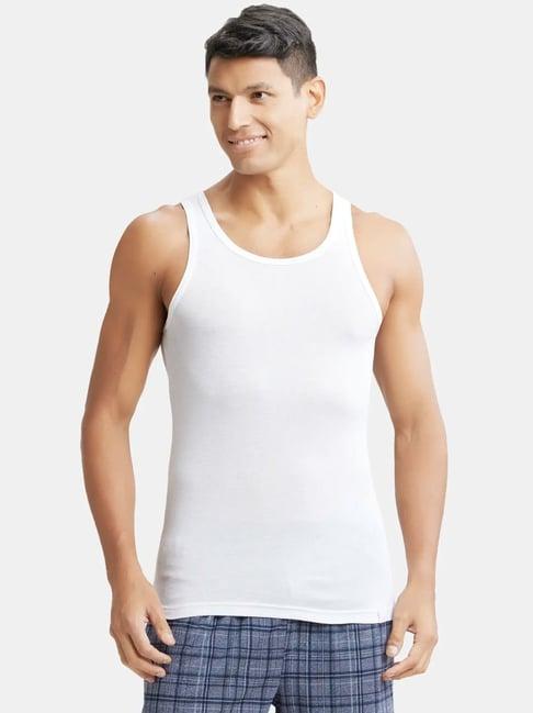 jockey ic13 white tencel micro modal cotton rib sleeveless vest with extended length for easy tuck