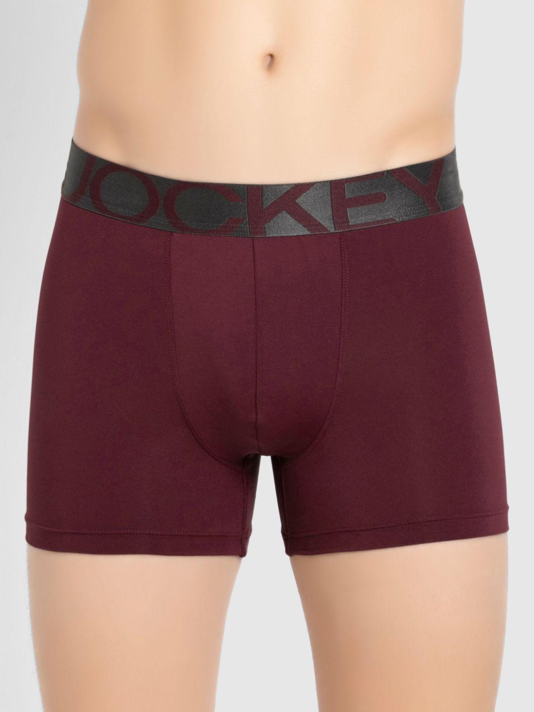 jockey international collection men maroon solid trunks ic28