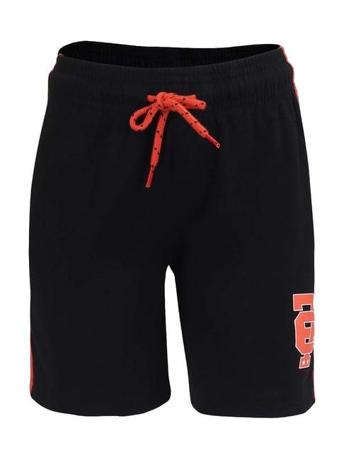 jockey kids black & orange regular fit shorts