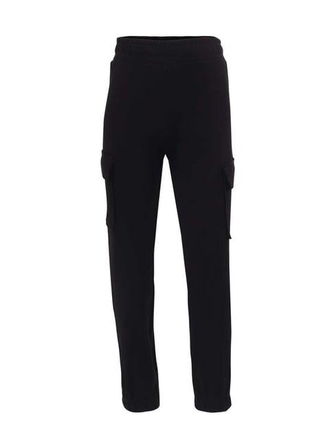 jockey kids black cotton regular fit cargo pants