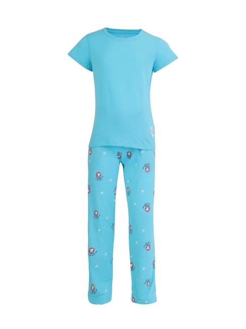 jockey kids blue cotton printed top set