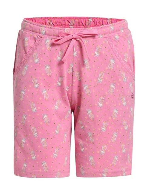 jockey kids pink cotton printed shorts