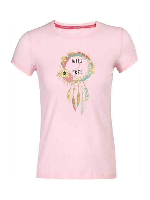 jockey kids pink cotton printed top