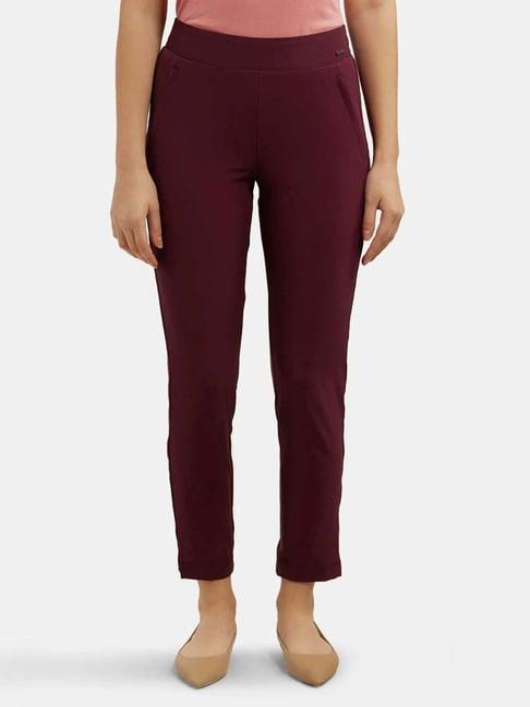 jockey maroon mid rise sports tights