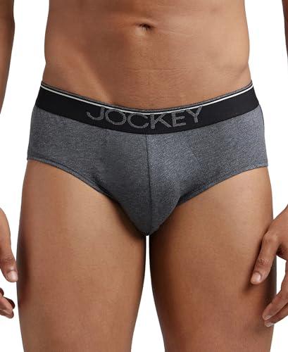 jockey men's cotton briefs (pack of 1) (8037-0110- charcoal melange m_grey_m)