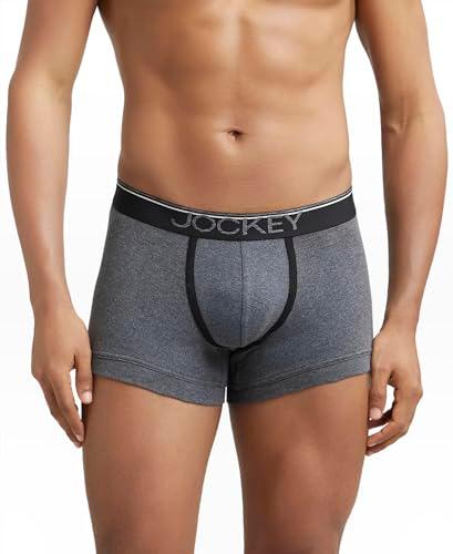 jockey men's cotton trunks (pack of 1) (8015_charcoal melange_large_charcoal melange_l)