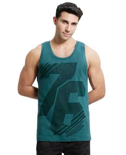 jockey men's printed regular fit vest (9928_pacific green_l)