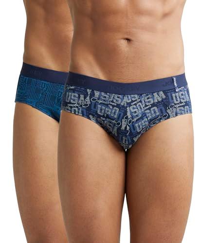 jockey men's super combed cotton printed briefs with ultrasoft waistband_style_us52_navy seaport teal_l | pack of 2 (prints may vary) |