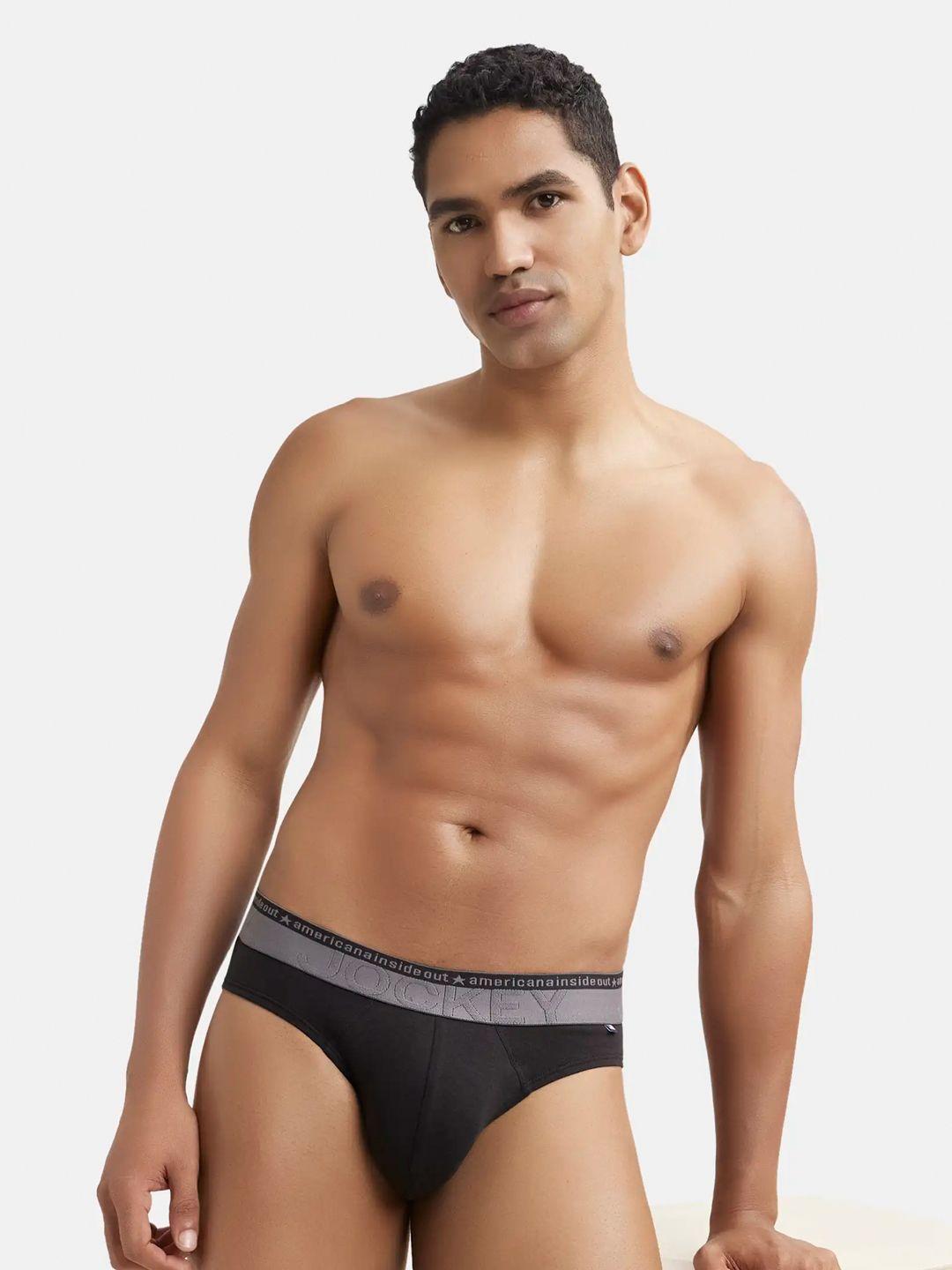 jockey men black solid briefs us59-0105