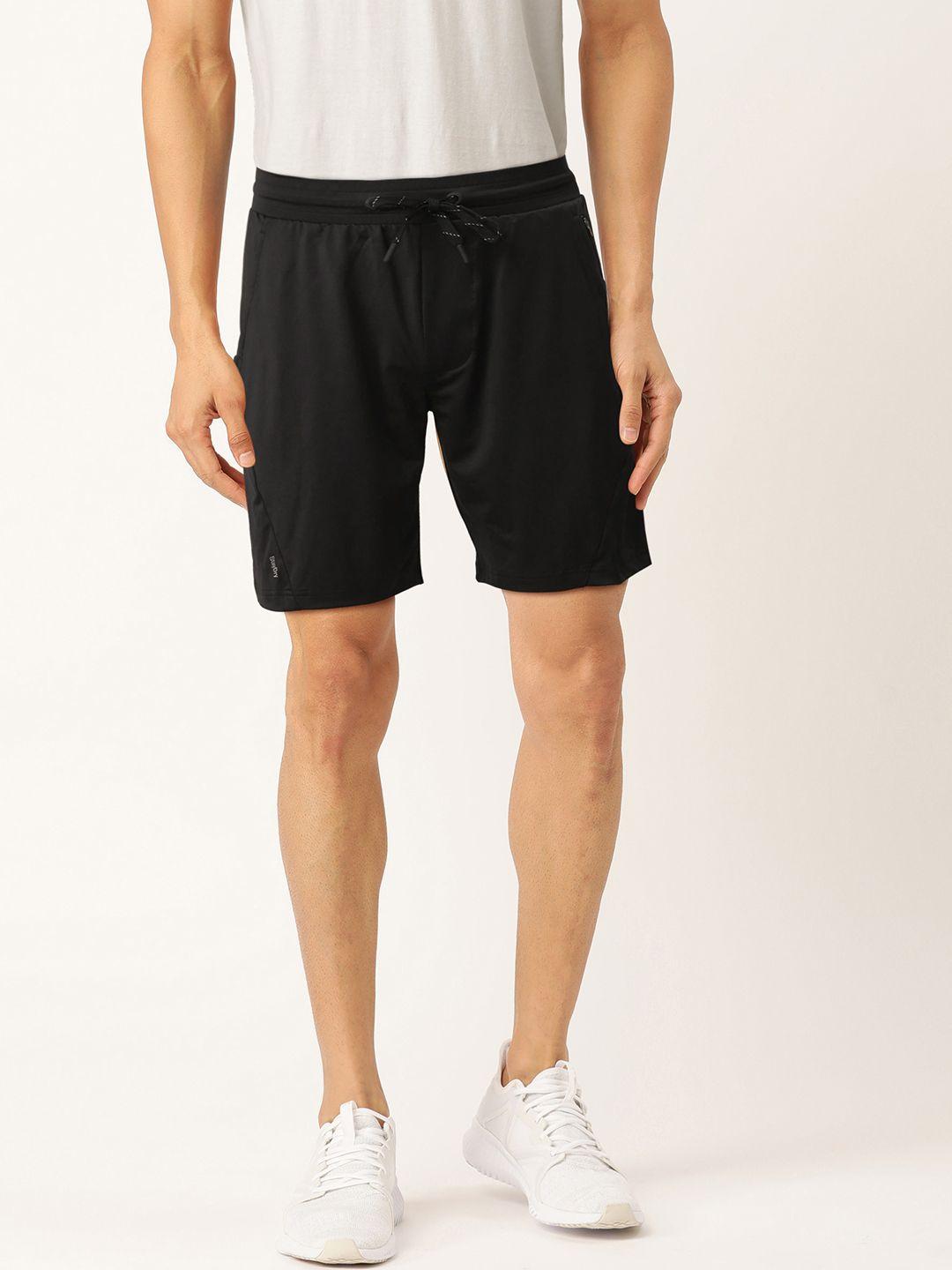 jockey men black solid regular fit sports shorts